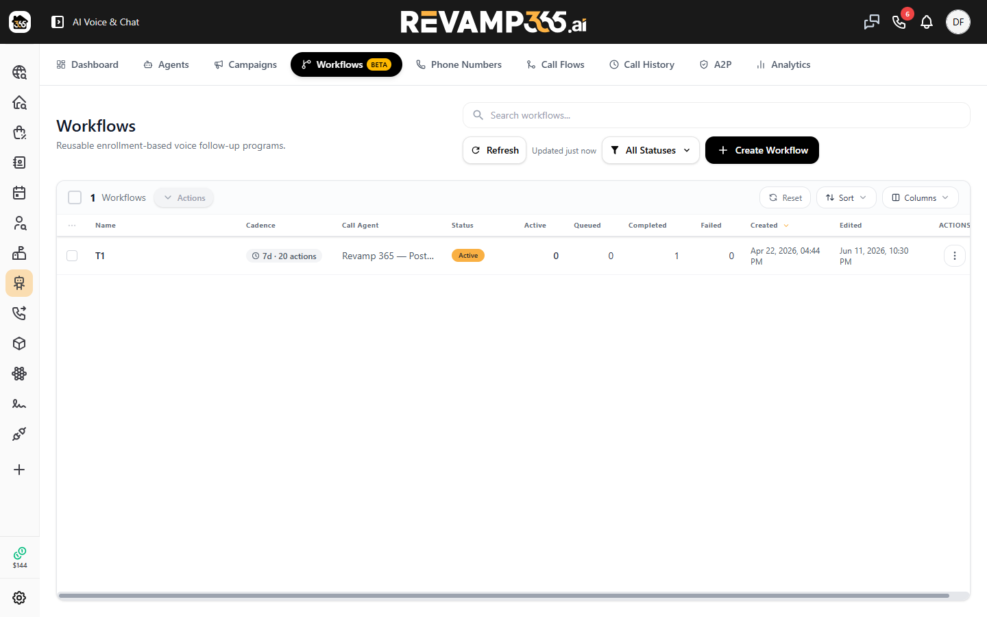 The Workflows tab with the New Workflow button highlighted
