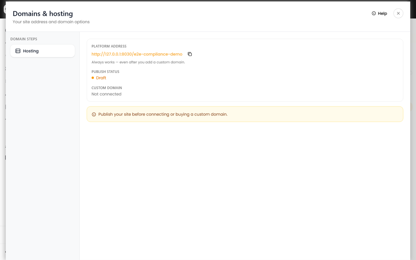 The Domains & hosting summary with Connect domain I own