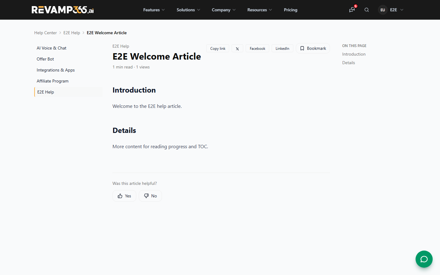 An open Help Center article whose scroll position is tracked automatically